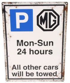 ТАБЛИЧКА МЕТАЛЕВА "MG PARKING MON-SUN 24 HOURS"